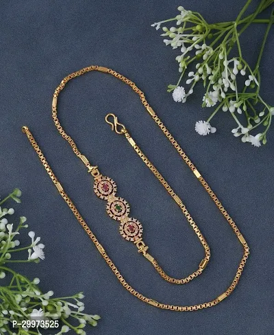 American Diamond Copper Gold Plated 24 Inch Mugappu Mop chain For Women-thumb0