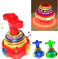 Odimo Led Lattoo,  Spinning Top with LED Light , Music and Laser Toy (Multi color and Design, Pack of 1)-thumb1