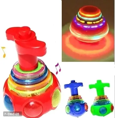 Odimo Led Lattoo,  Spinning Top with LED Light , Music and Laser Toy (Multi color and Design, Pack of 1)-thumb2