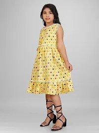 Fabulous Yellow Cotton Printed Frocks For Girls-thumb2