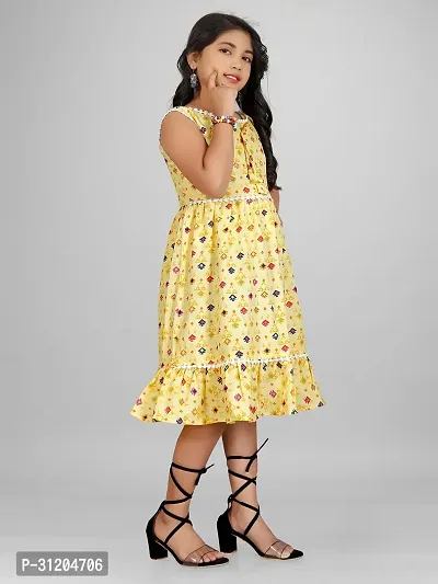 Fabulous Yellow Cotton Printed Frocks For Girls-thumb4