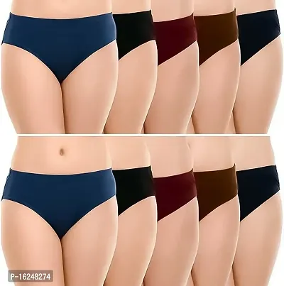 RM Women Cotton Solid Hipster Panties Underwear (Multicolor, S) (Pack of 10)