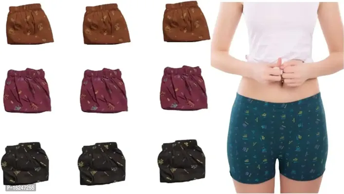 RM Women Cotton Blend Printed Bloomer Panties Underwear (Multicolor, XL) (Pack of 9) - Blomar-RT-pk-9 (2) LX