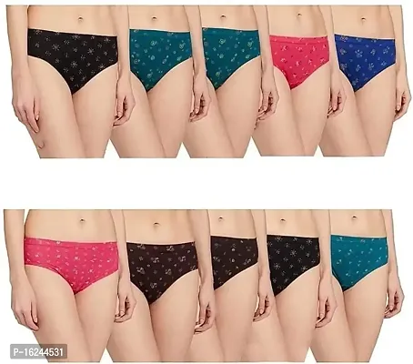 RM Women Pure Cotton Solid Hipster Panties Underwear (Red, S) (Pack of 10)