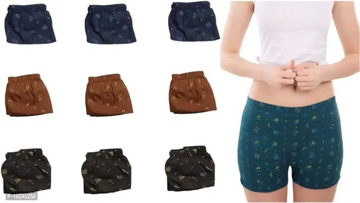 RM Women Cotton Blend Printed Bloomer Panties Underwear (Multicolor, M) (Pack of 9) -Blomar-RT-pk-9 (7) M