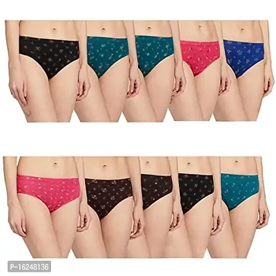 RM Women Cotton Blend Printed Hipster Panties Underwear (Multicolor, 90) (Pack of 10)