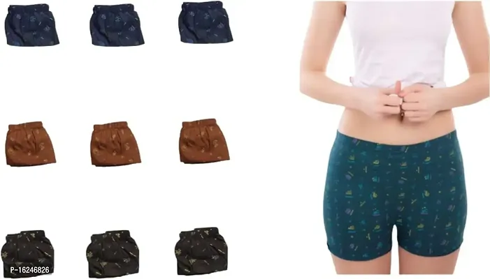 RM Women Cotton Blend Printed Bloomer Panties Underwear (Multicolor, XL) (Pack of 9) - Blomar-RT-pk-9 (6) LX