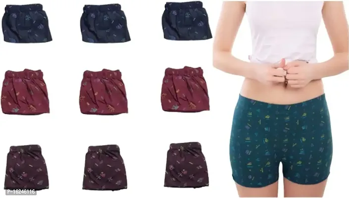 RM Women Cotton Blend Printed Bloomer Panties Underwear (Multicolor, M) (Pack of 9) -Blomar-RT-pk-9 (12) M