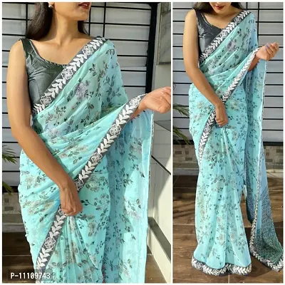 Classic Georgette Printed Saree with Blouse piece-thumb0