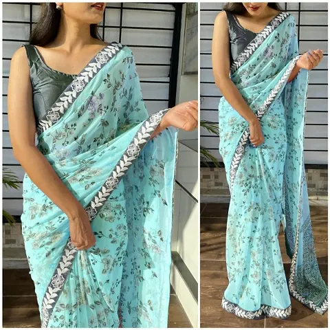 Glamorous Georgette Saree with Blouse piece 