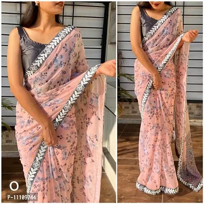 Classic Georgette Printed Saree with Blouse piece