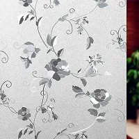 GREEWELT Vinyl Self-Adhesive Rose Flowers  Decorative Frosted Privacy Window Films for Office Glass Bathroom Living Room (16 X 78 Inch)-thumb1