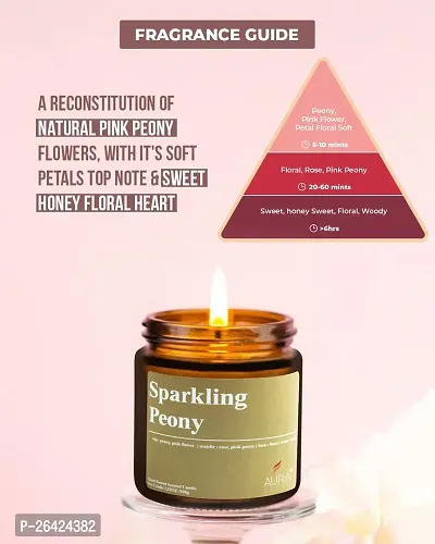 GREEWELT Scented Soy Wax Amber Jar Candle, Organic Luxury Aroma, Aromatic/Aromatherapy Votive Candle || Burning Time Upto 30 Hours (Sparkling Peony, Large-thumb2