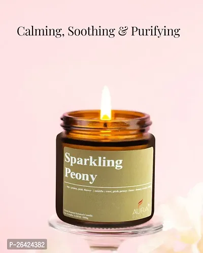 GREEWELT Scented Soy Wax Amber Jar Candle, Organic Luxury Aroma, Aromatic/Aromatherapy Votive Candle || Burning Time Upto 30 Hours (Sparkling Peony, Large-thumb4