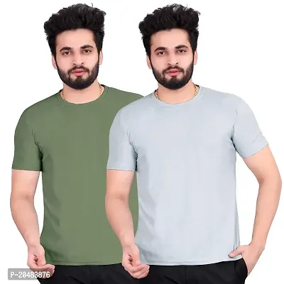 SkiTch Tranding Regular Fit T-Shirt for Man Half Sleeves Round Neck Cotton Plain Solid Tshirt Casual Gym and Sports Combo Tshirts (Pack of 2) for Men-thumb0