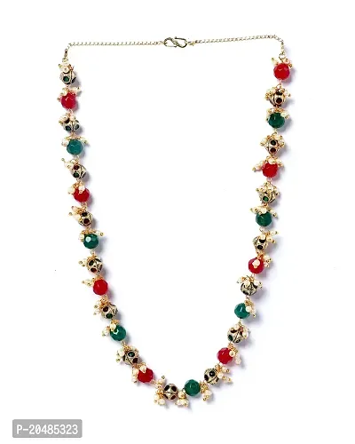 LYRISS Brandsoon Women Green  Red Brass Gold-Plated Necklace