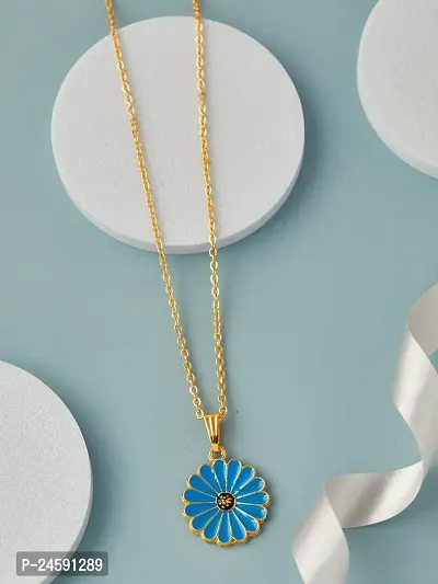 Brandsoon Fashion Embracing  sun flower shape  Gold Plated Austrian Crystal Pendant and chain for Girls/Women