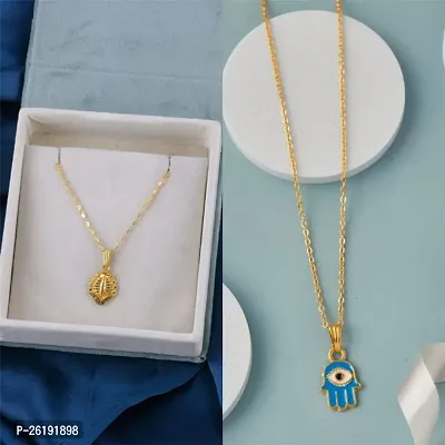 Brandsoon Korean jewellery Gold Plated Pendant and chain for Girls/Women 2 Combo-thumb0