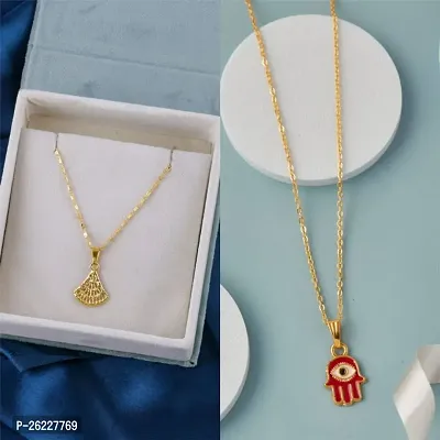 Brandsoon Korean jewellery Gold Plated Pendant and chain for Girls/Women 2 Combo