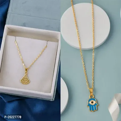 Brandsoon Korean jewellery Gold Plated Pendant and chain for Girls/Women 2 Combo