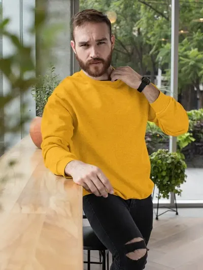 Stylish Blend Solid Sweatshirts For Men