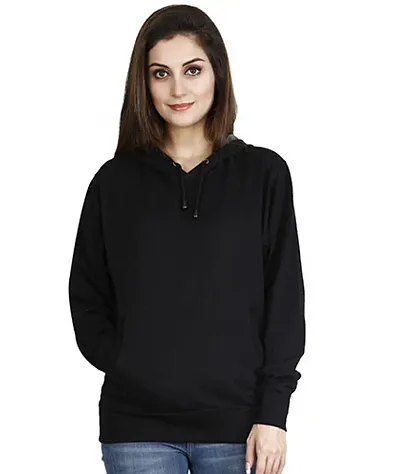 Solid Casual wear Hoodie for women