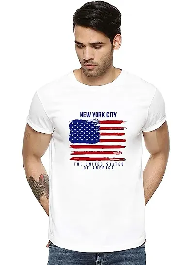 Mordan T-Shirt Photo Print Men's Round Neck T-Shirt Design of Flag Pack of 1 T-Shirts