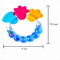 Swito Mart Baby Natural Silicone Rattle Teether NonToxic Food Grade BPA Free Teether BLUE PINK-thumb1