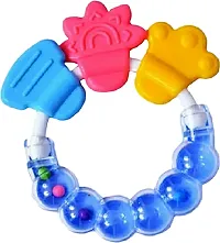 Swito Mart Baby Natural Silicone Rattle Teether NonToxic Food Grade BPA Free Teether BLUE GREEN-thumb1