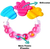 Swito Mart Baby Natural Silicone Rattle Teether NonToxic Food Grade BPA Free Teether Green Pink-thumb3