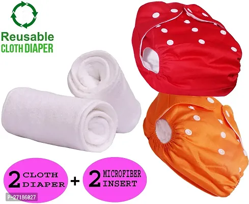 Baby Reusable Premium Trendy Cotton Cloth Diaper Washable Adjustable Pack of 2+2