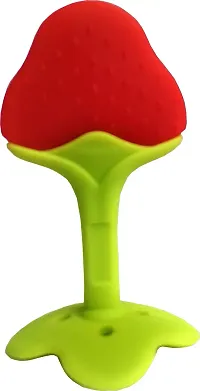 Swito Mart Fruit Shape Silicone Teethers Soft Stick Chews Nibbler for Baby Dental Care Teether Orange Red Pink-thumb2