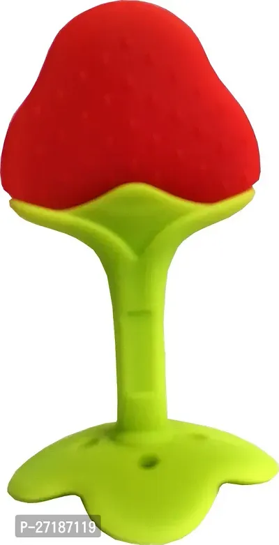 Swito Mart Fruit Shape Silicone Teethers Soft Stick Chews Nibbler for Baby Dental Care Teether Orange Red Pink-thumb3