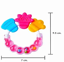 Swito Mart Baby Natural Silicone Rattle Teether NonToxic Food Grade BPA Free Teether PINK BLUE-thumb1