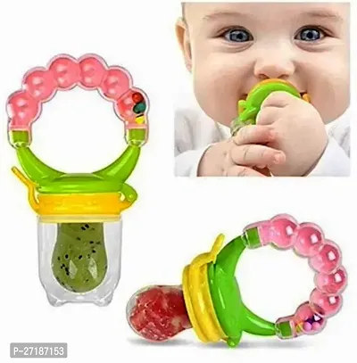 Swito Mart Baby Ring Style Food Feeder Soother Nibbler Pacifier Silicone Supplies Nipple Feeder Green Orange-thumb5