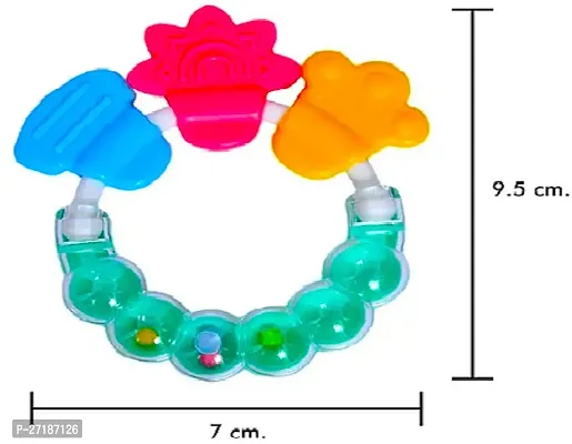 Swito Mart Baby Natural Silicone Rattle Teether NonToxic Food Grade BPA Free Teether BLUE GREEN-thumb4