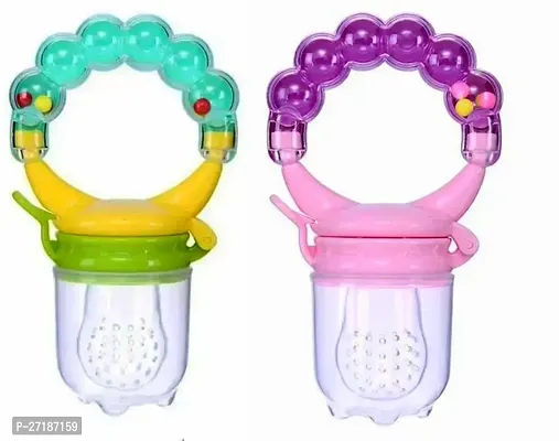 Swito Mart Baby Ring Style Food Feeder Rattle Nibbler Pacifier Silicone Supplies Nipple Soother Green Purple-thumb0