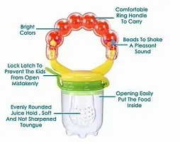 Swito Mart Baby Ring Style Food Feeder Soother Nibbler Pacifier Silicone Supplies Nipple Feeder Green Orange-thumb2