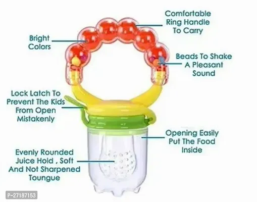 Swito Mart Baby Ring Style Food Feeder Soother Nibbler Pacifier Silicone Supplies Nipple Feeder Green Orange-thumb3