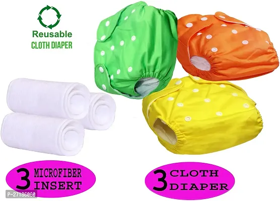 Swito Mart Baby Reusable Stylish Cotton Cloth Pocket Diaper Washable Adjustable  Pack of 3+3