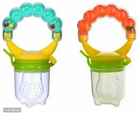 Swito Mart Baby Ring Style Food Feeder Soother Nibbler Pacifier Silicone Supplies Nipple Feeder Green Orange-thumb0