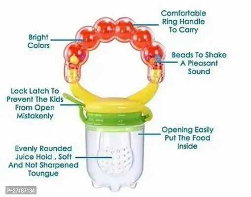 Swito Mart Baby Ring Style Food Feeder Nibbler Pacifier Silicone Supplies Nipple Soother ORANGE GREEN-thumb2