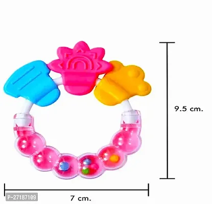 Swito Mart Baby Natural Silicone Rattle Teether NonToxic Food Grade BPA Free Teether Pink-thumb0