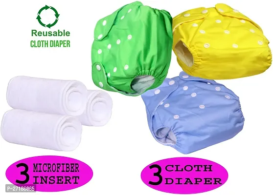 Swito Mart Baby Reusable Stylish Cotton Cloth Pocket Diaper Washable Adjustable  Pack of 3+3-thumb0