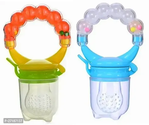 Swito Mart Baby Ring Style Food Feeder Rattle Nibbler Pacifier Silicone Supplies Nipple Soother ORANGE BLUE-thumb0