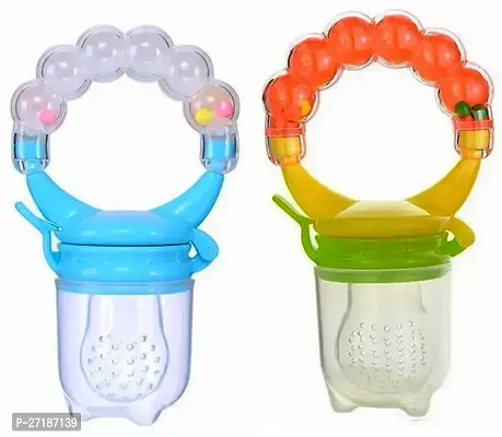 Swito Mart Baby Ring Style Food Feeder Soother Nibbler Pacifier Silicone Supplies Nipple Feeder Blue Orange-thumb0