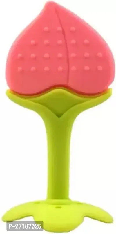 Swito Mart Fruit Shape Silicone Teethers Soft Stick Chews Nibbler for Baby Dental Care Teether Pink Color-thumb0
