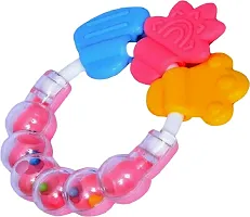 Swito Mart Baby Natural Silicone Rattle Teether NonToxic Food Grade BPA Free Teether Pink-thumb3