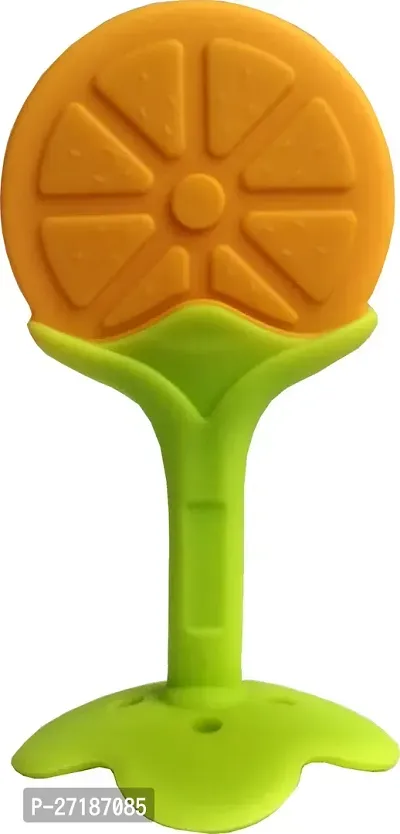 Swito Mart Fruit Shape Silicone Teethers Soft Stick Chews Nibbler for Baby Dental Care Teether Orange Blue Peach-thumb2