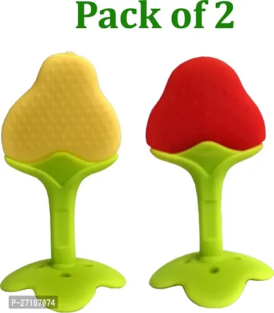 Swito Mart Fruit Shape Silicone Teethers Soft Stick Chews Nibbler for Baby Dental Care Teether Yellow Red